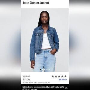 GAP Denim Jacket Medium Tall Distress similar 90s Y2K